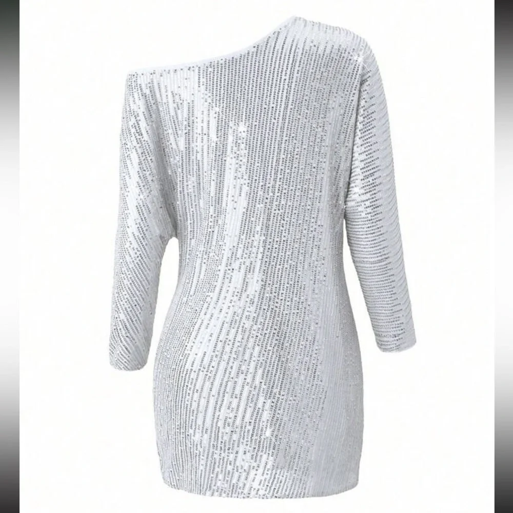 Luxe asymmetrical neck party dress - Picture 7 of 8